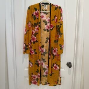 Floral Duster Cardigan - Mustard Floral NWOT